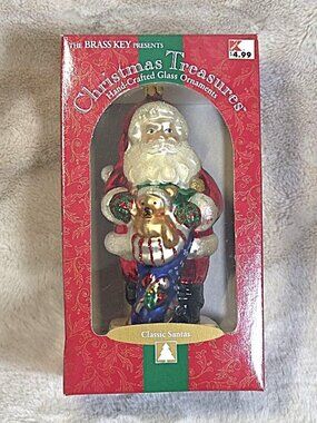 VTG Brass Key Christmas Treasures "Stocking Stuffer" Santa Ornament MIB
